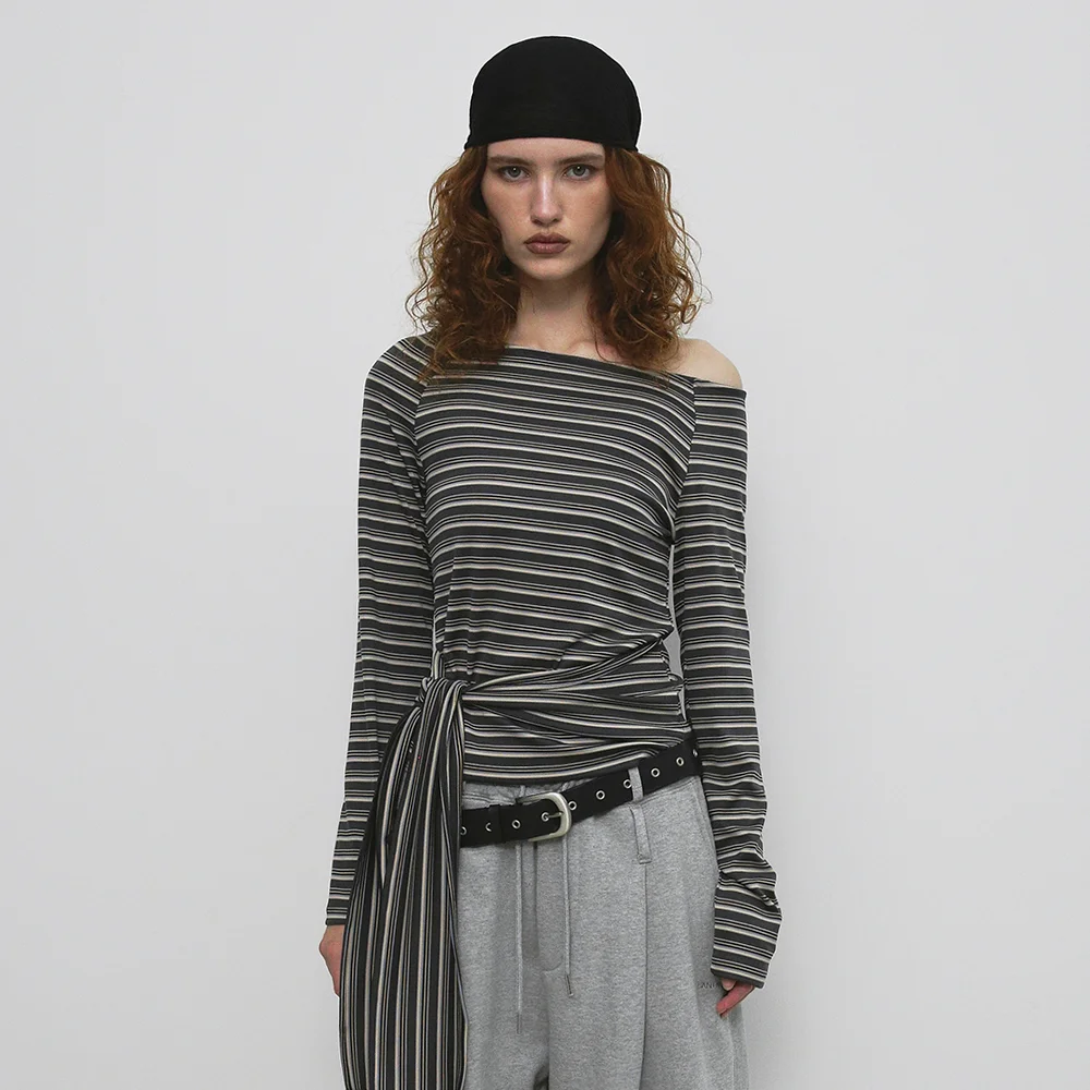 STRIPE STRAP T-SHIRT_CHARCOAL