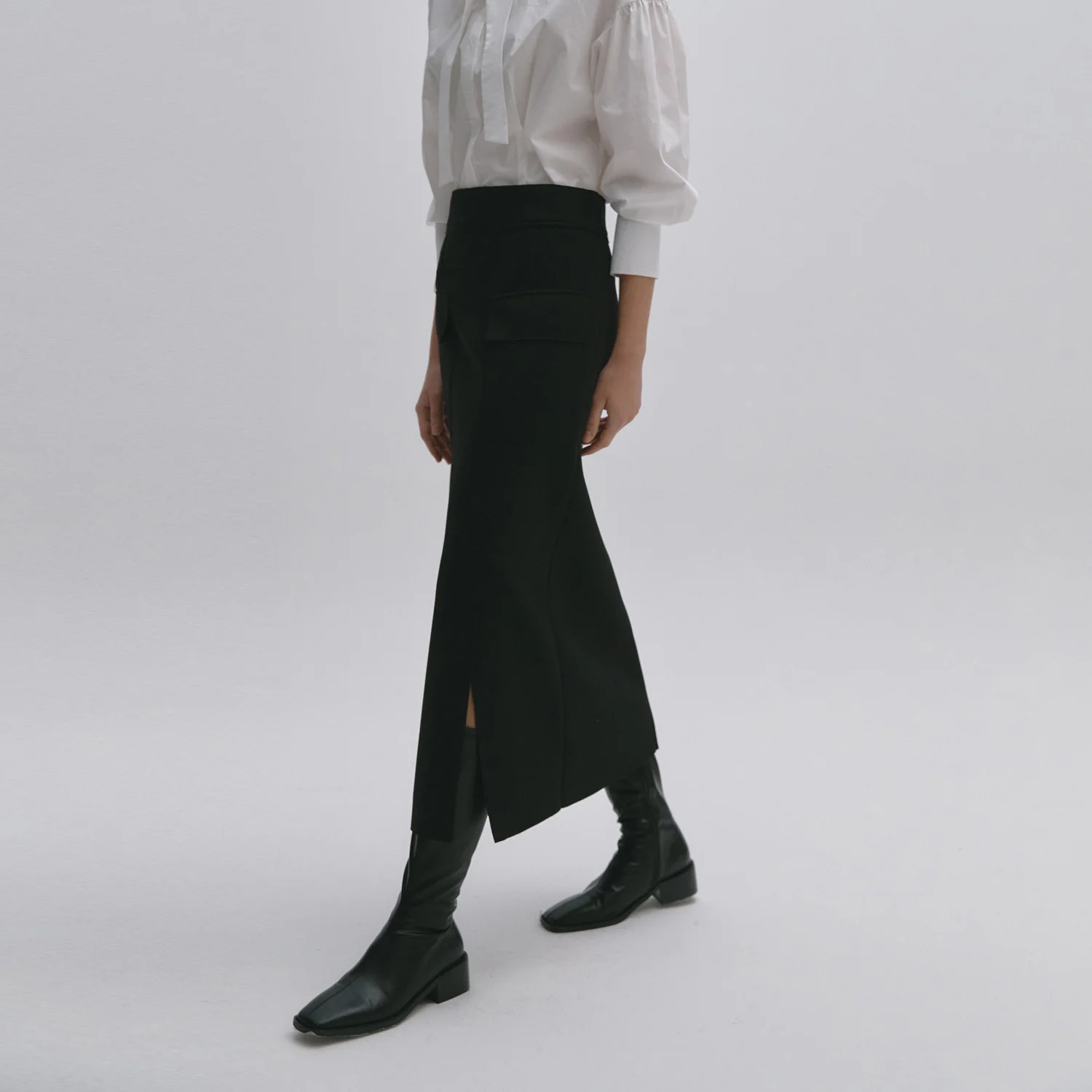 Raw Cut Slit Detail H-Line Skirt