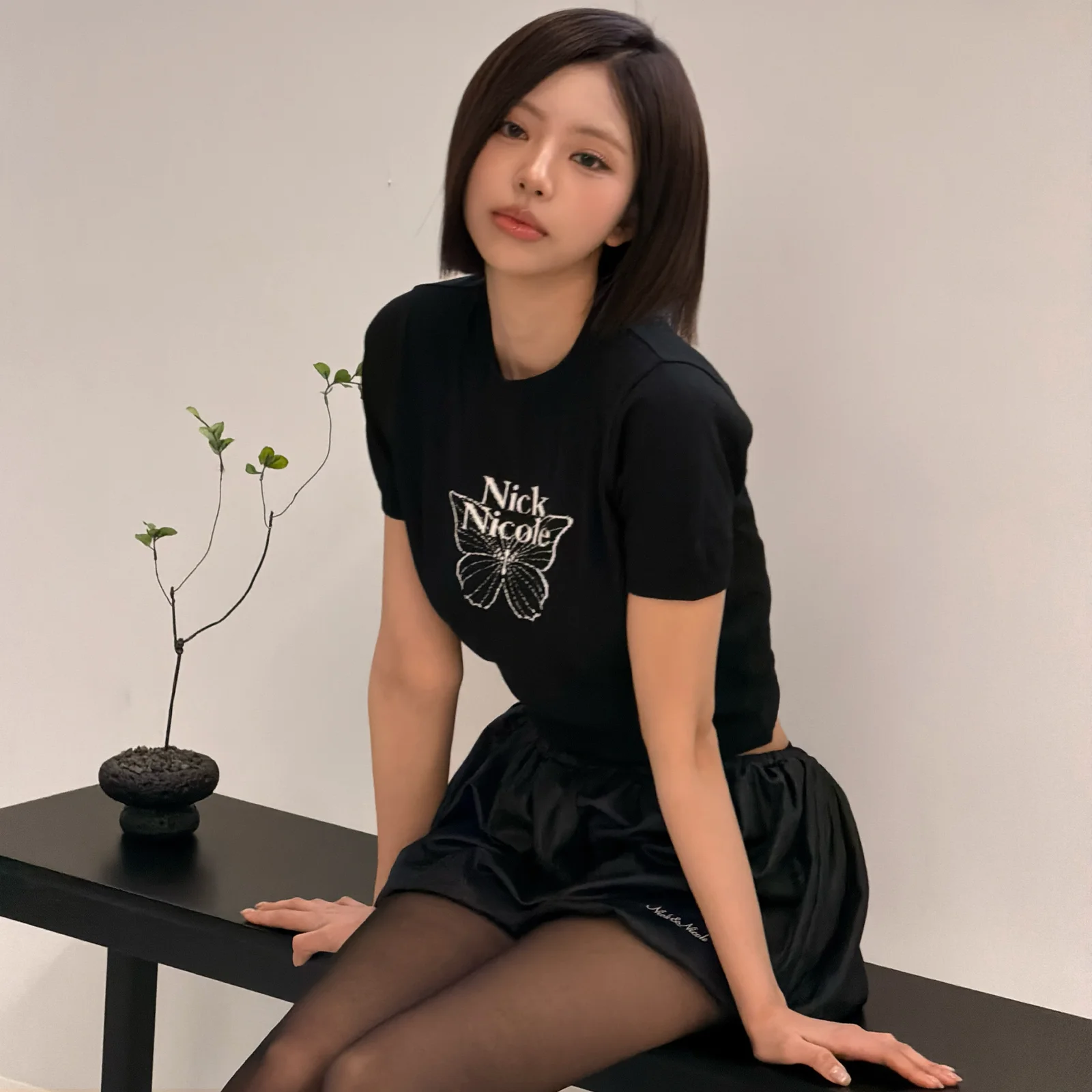 MINI BUTTERFLY SIGNATURE HALF KNIT_BLACK