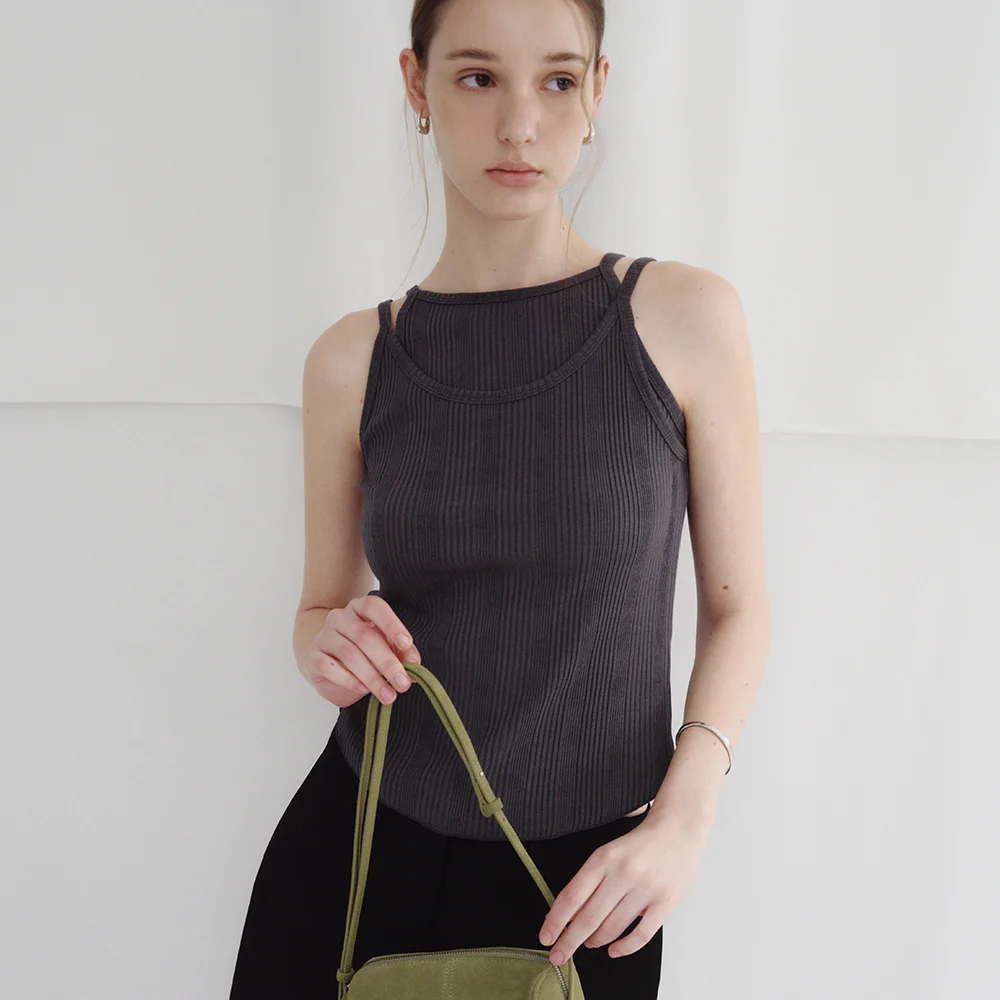 Sove Layered Sleeveless Set (Charcoal)