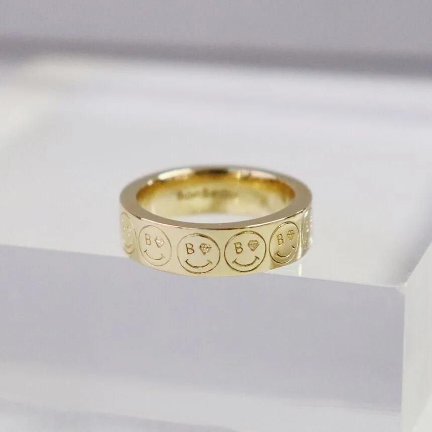 Lineup smile gold bold Ring 笑臉 大膽戒指