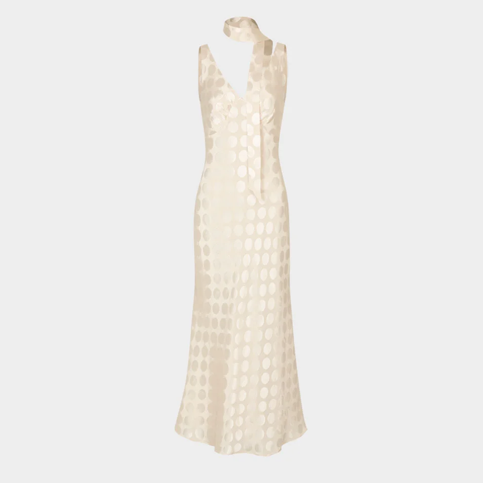 Pearl Dot Dress (Scarf Set / Ivory)