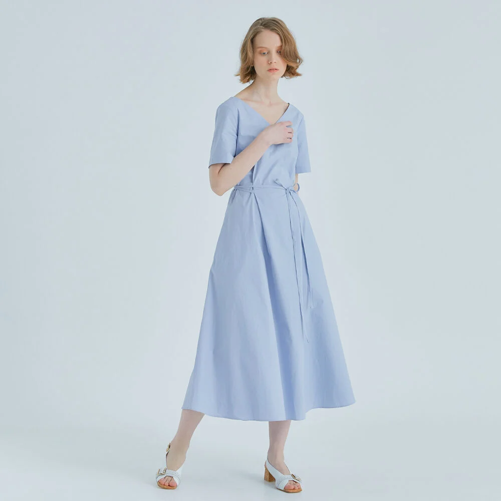LONG FLARE MAXI DRESS - SKY BLUE