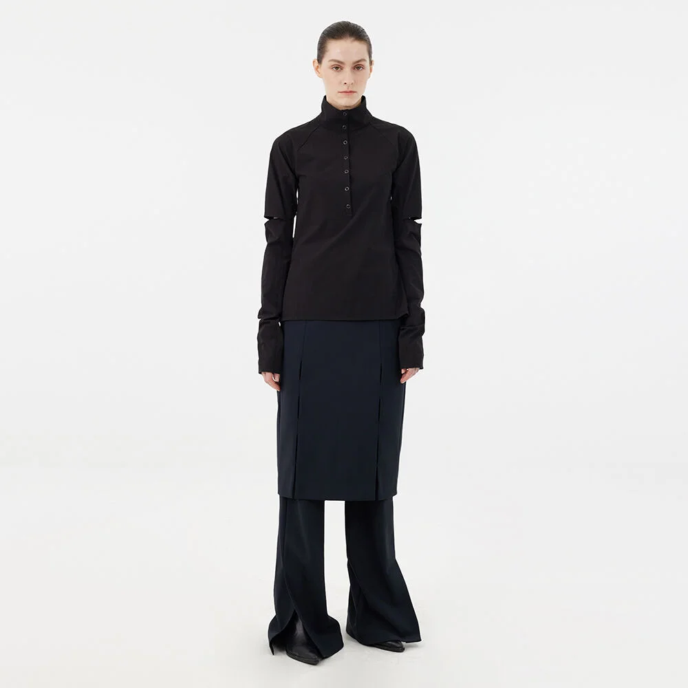 Side-Slit Jersey Top - Black
