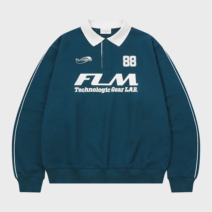 FLM 大 標誌 衛衣 襯衫-藍色