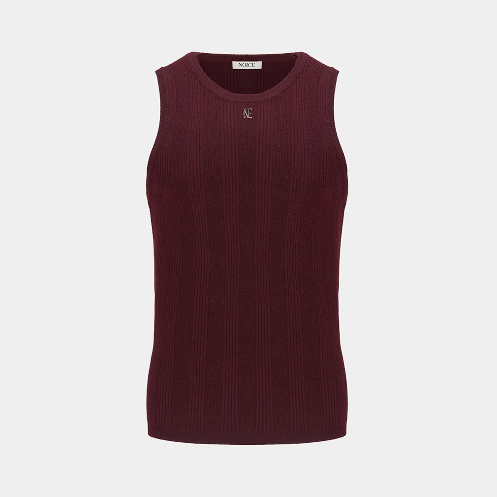 M RIBBED KNIT SLEEVELESS - WINE