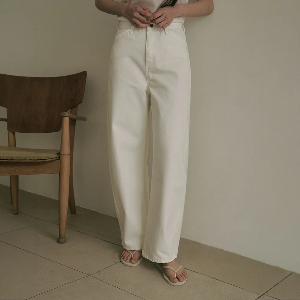 COTAN CURVED COTTON PANTS_WHITE