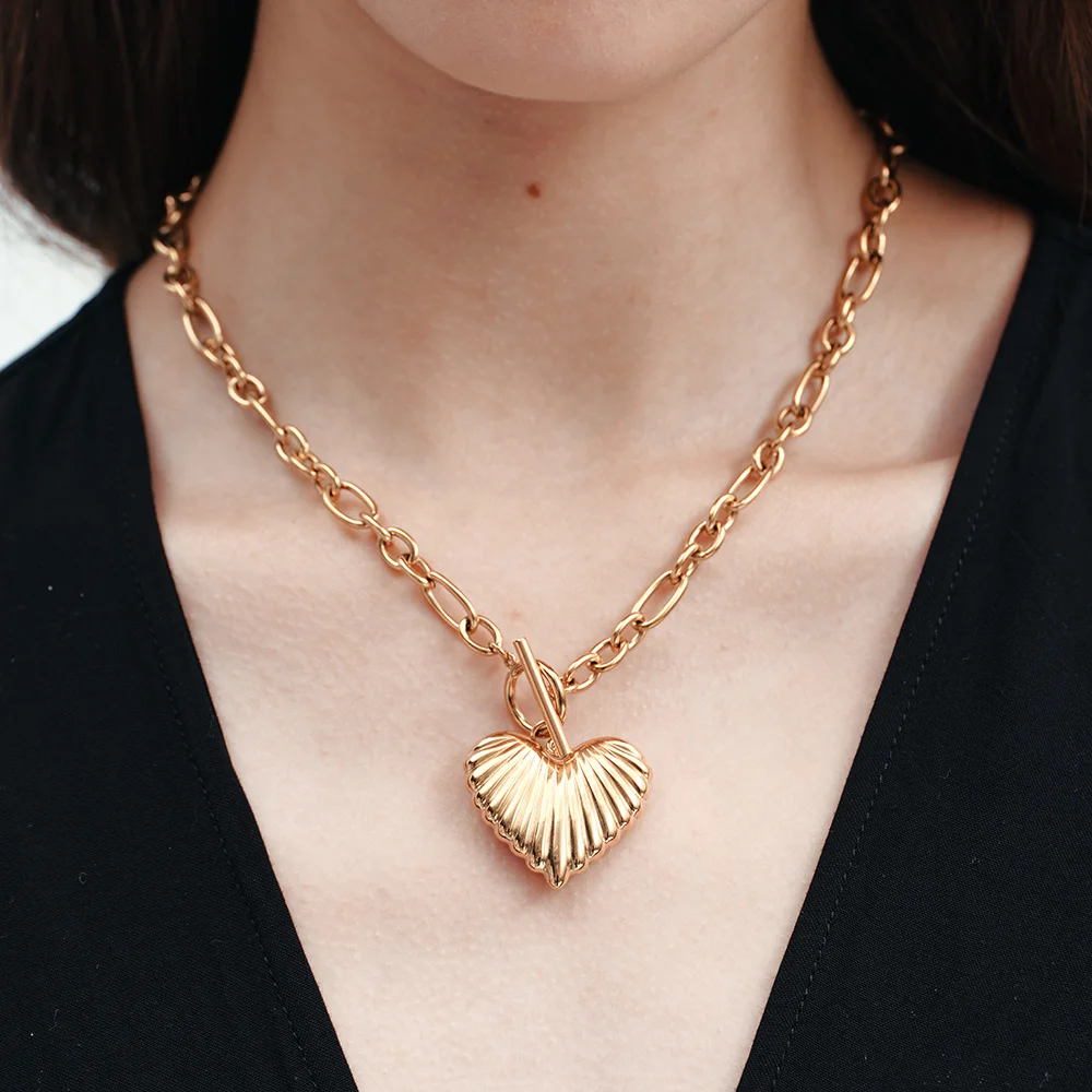 Shell heart o ring 18k necklace