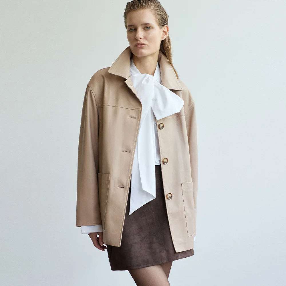 Italy Vegetable Lambskin Car Coat_Beige