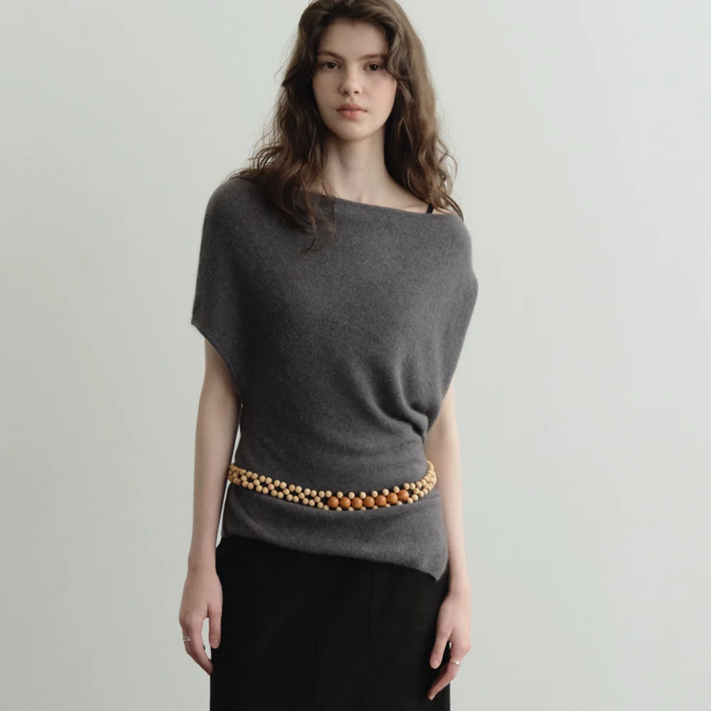 Cerin Wool Draped Knit (Charcoal)