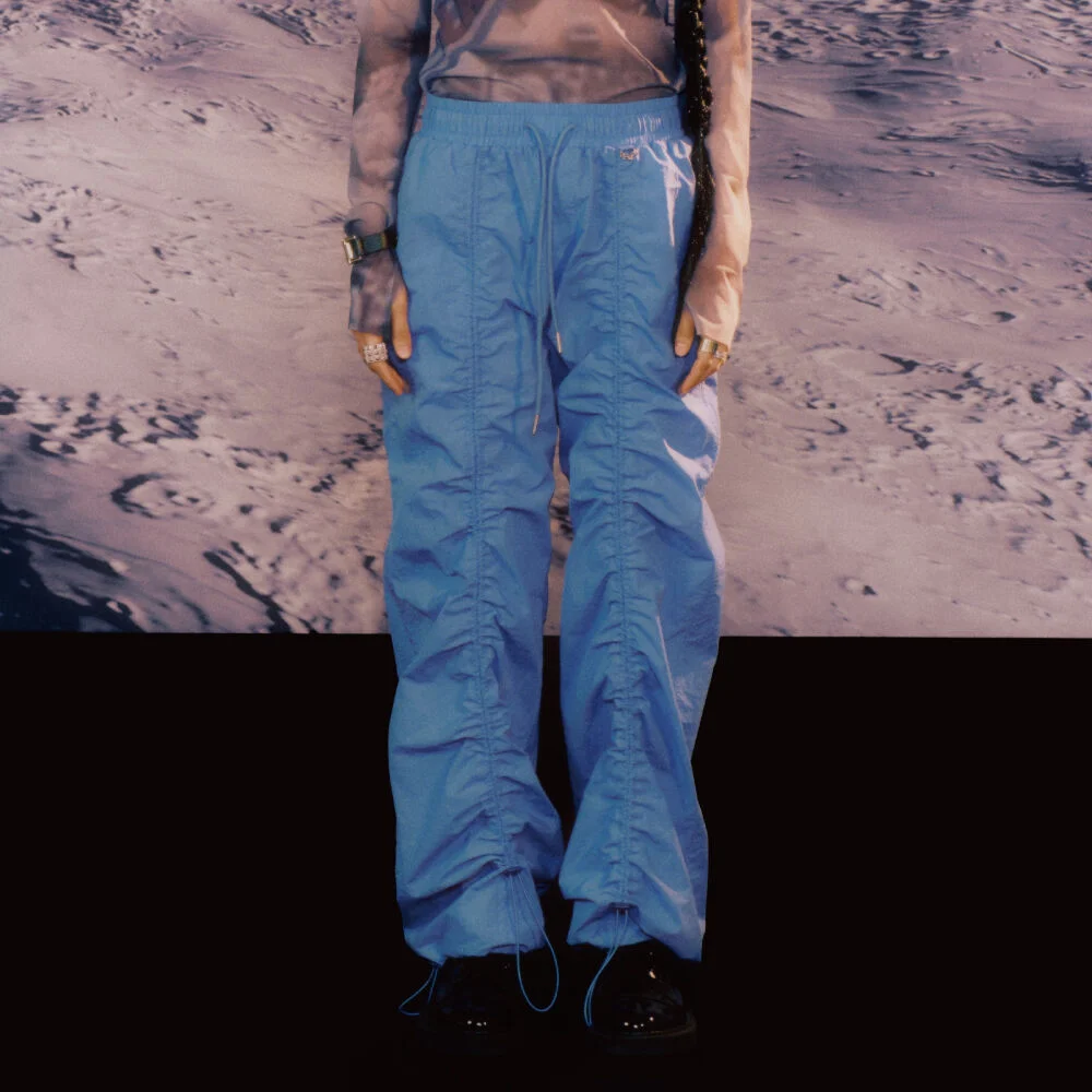 SHIRRING TRACK PANTS BLUE BP1WP007