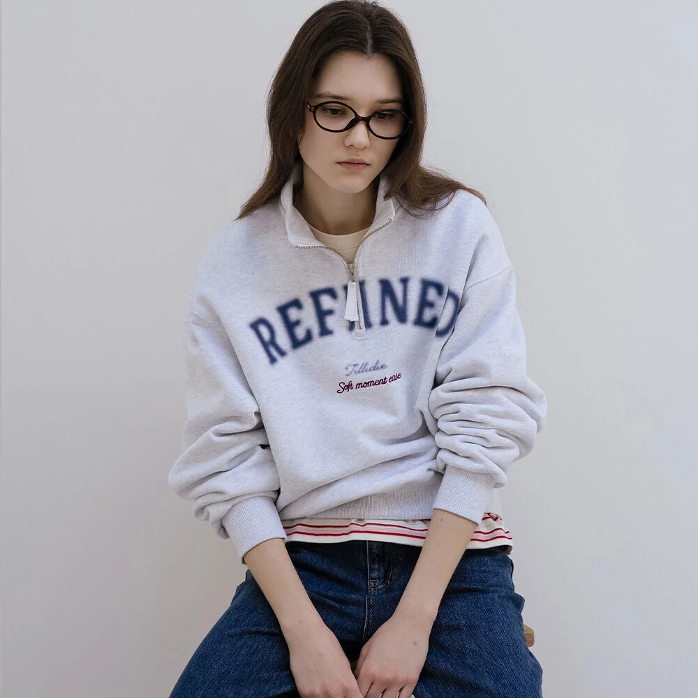 Refined half zip up MTM _Melange gray