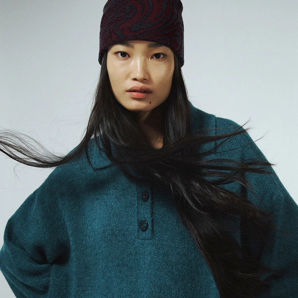 MARBLING JACQUARD BEANIE