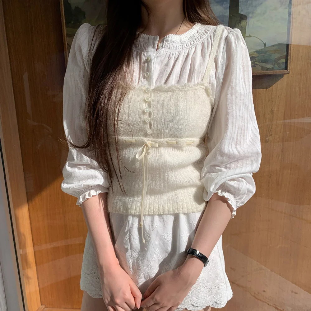 Plery Lace Knit Sleeveless Top_Ivory
