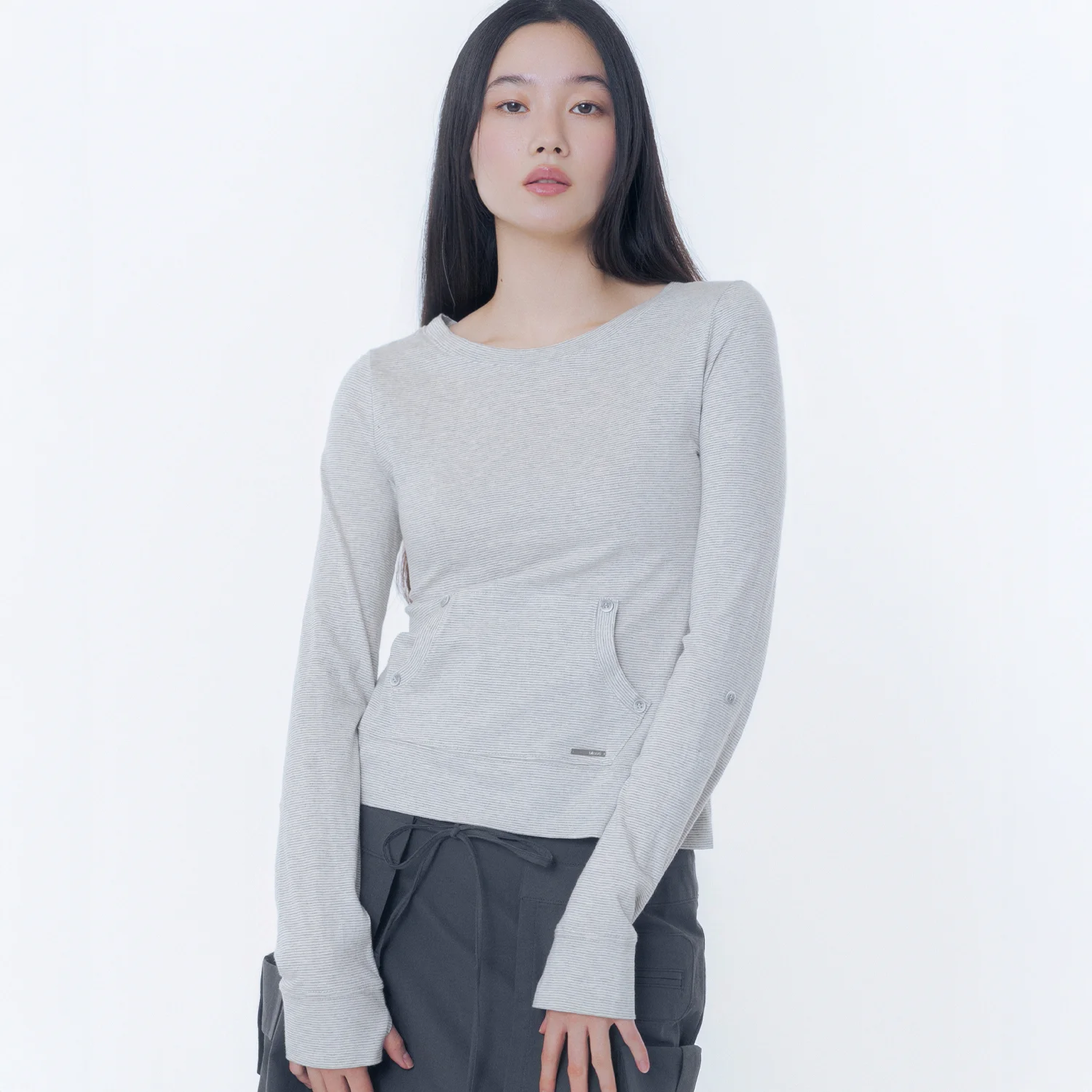 Button pocket long sleeve STRIPE