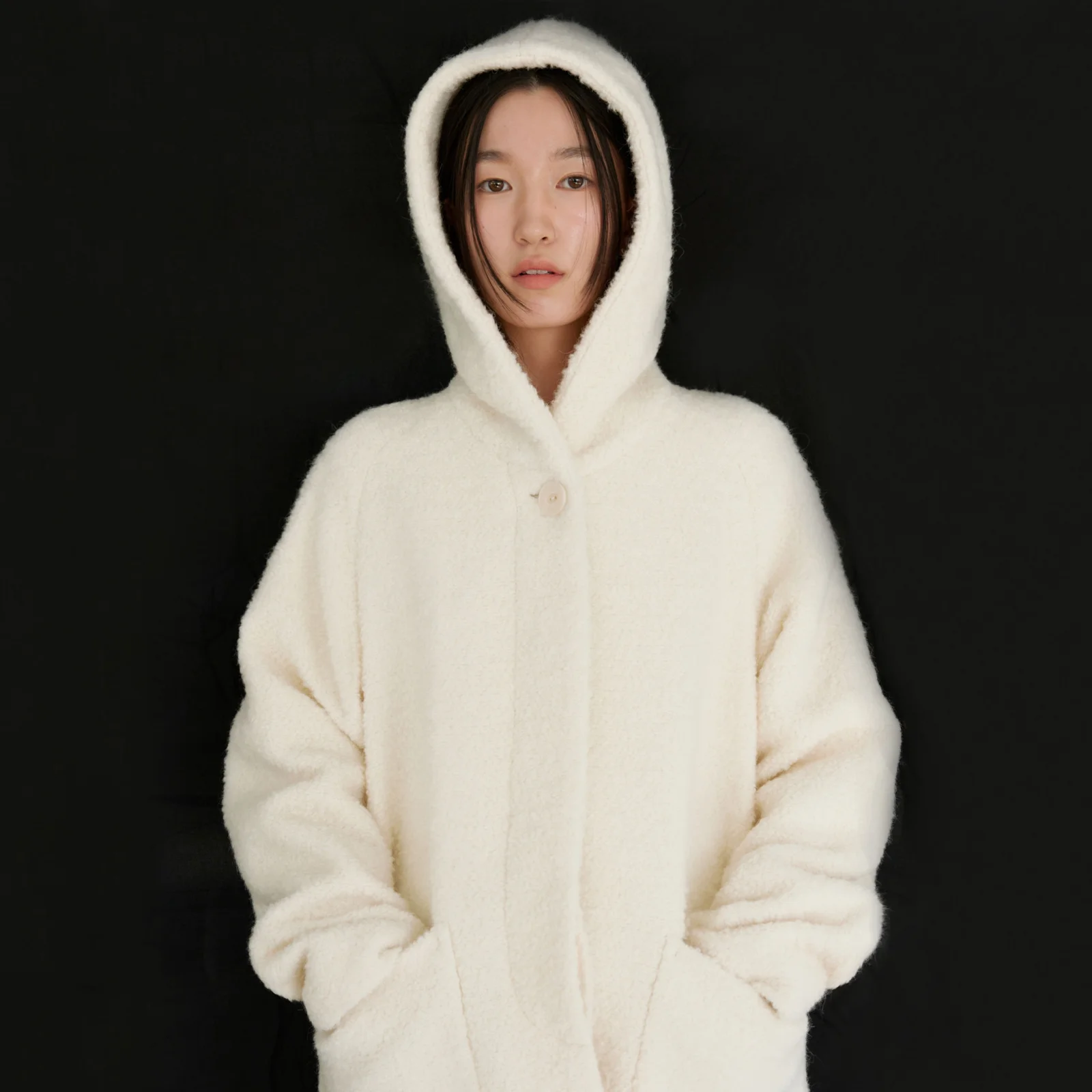 Hoodie Half Coat-Ivory