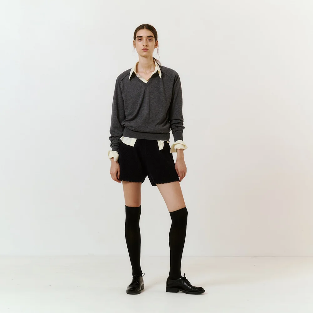 Argyle Knit Shorts (Navy)