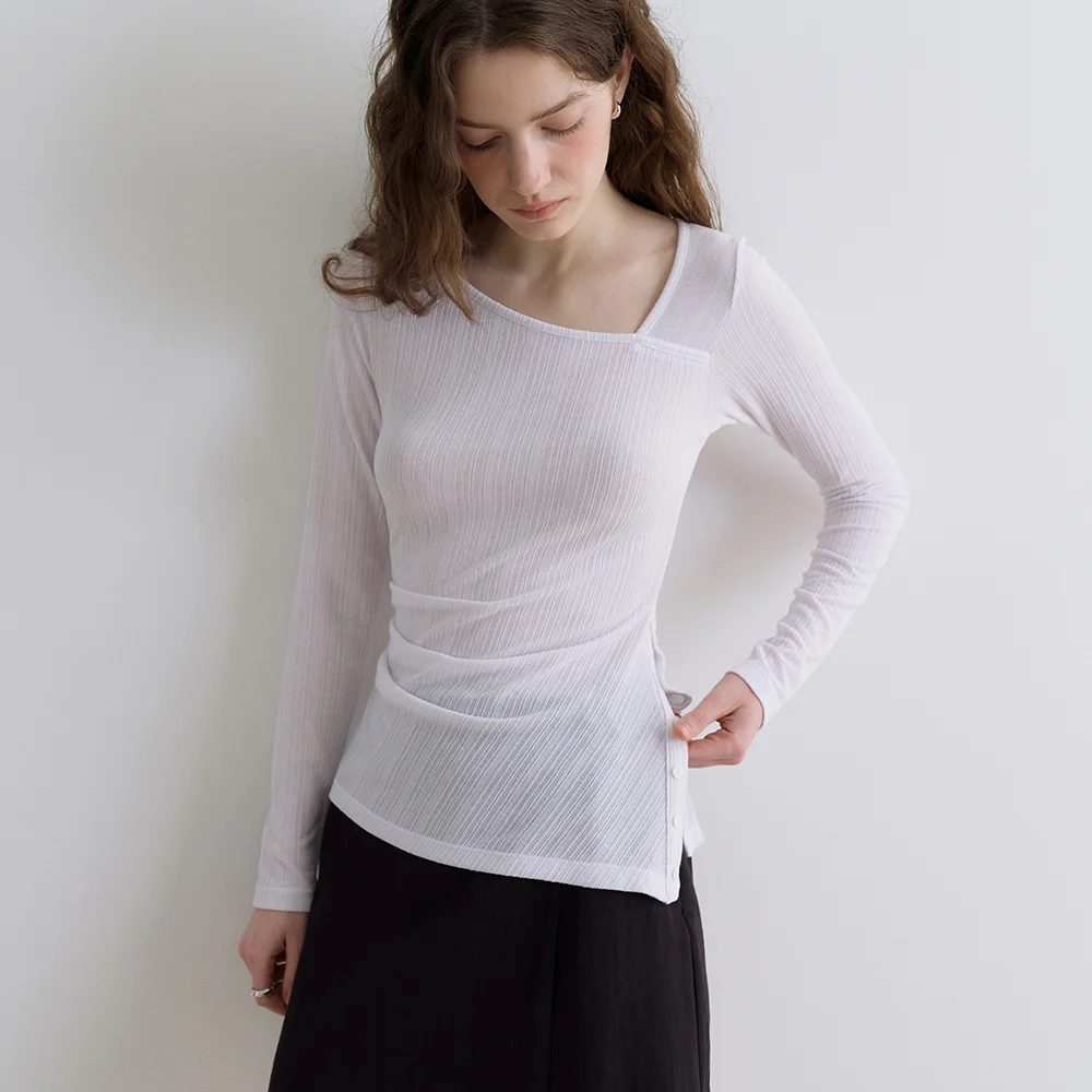 comos 1708 unbalance button point T-shirt (white)