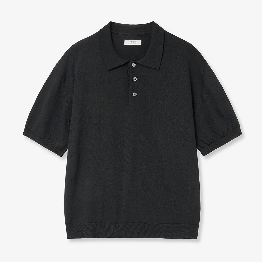涼感 可水洗 Polo 針織衫 (BLACK)