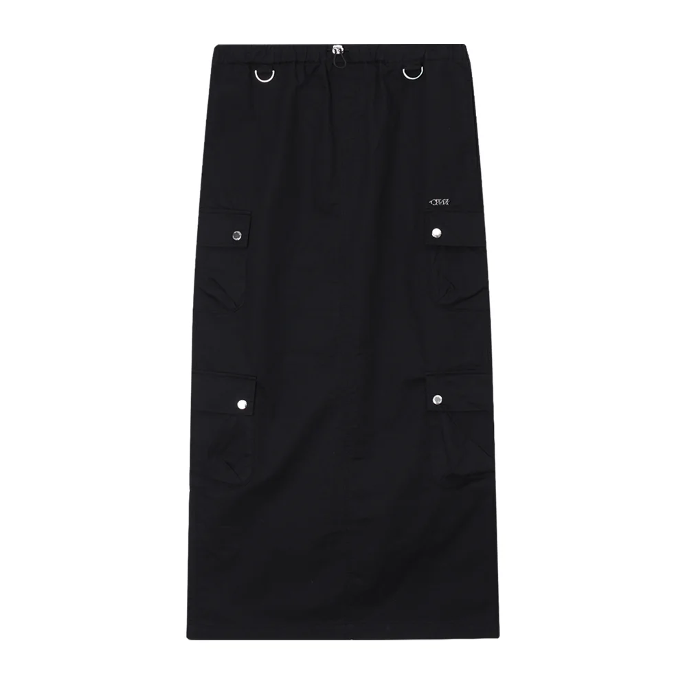 WASHED CARGO MAXI SKIRT_BLACK