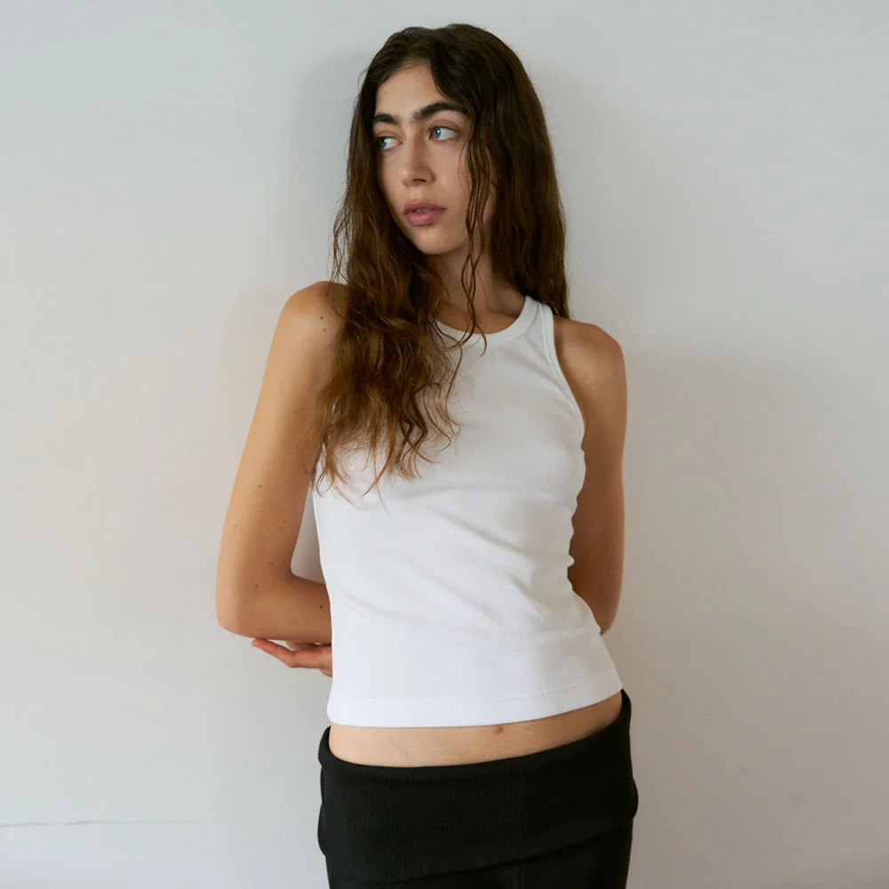 Slim Rib Cotton Sleeveless (White)