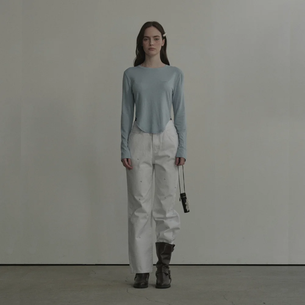 Moonlit Pearl Carter Straight Denim Jean - White