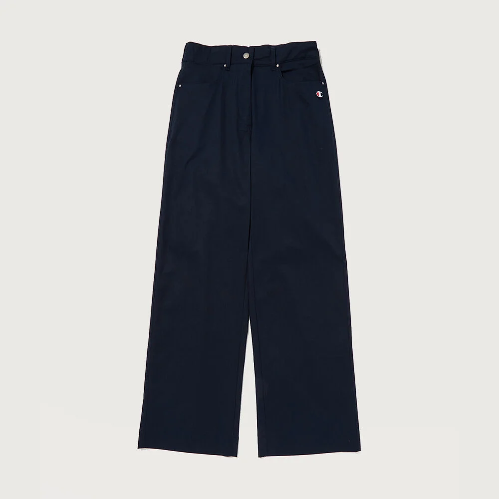 女裝 彈力 純棉 斜紋 直筒 褲子 Normal Navy