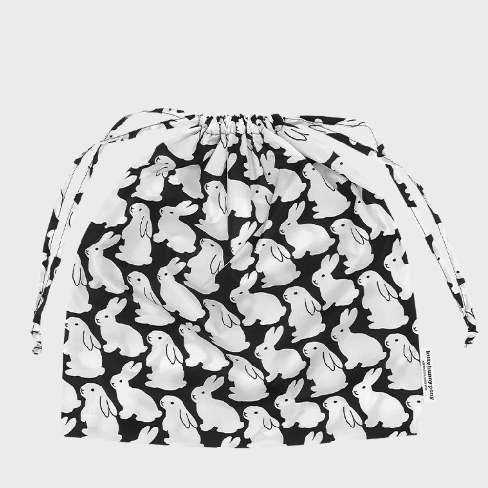 防撕裂布 Little 黑色 Bunnies 大 束繩 化妝袋