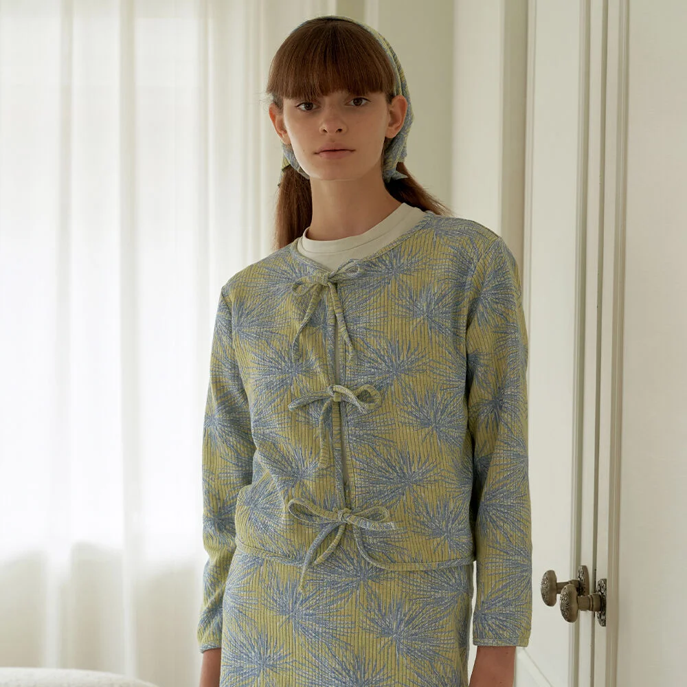 Palm Tree Ribbon Cardigan 棕櫚樹 蝴蝶結 開襟外套
