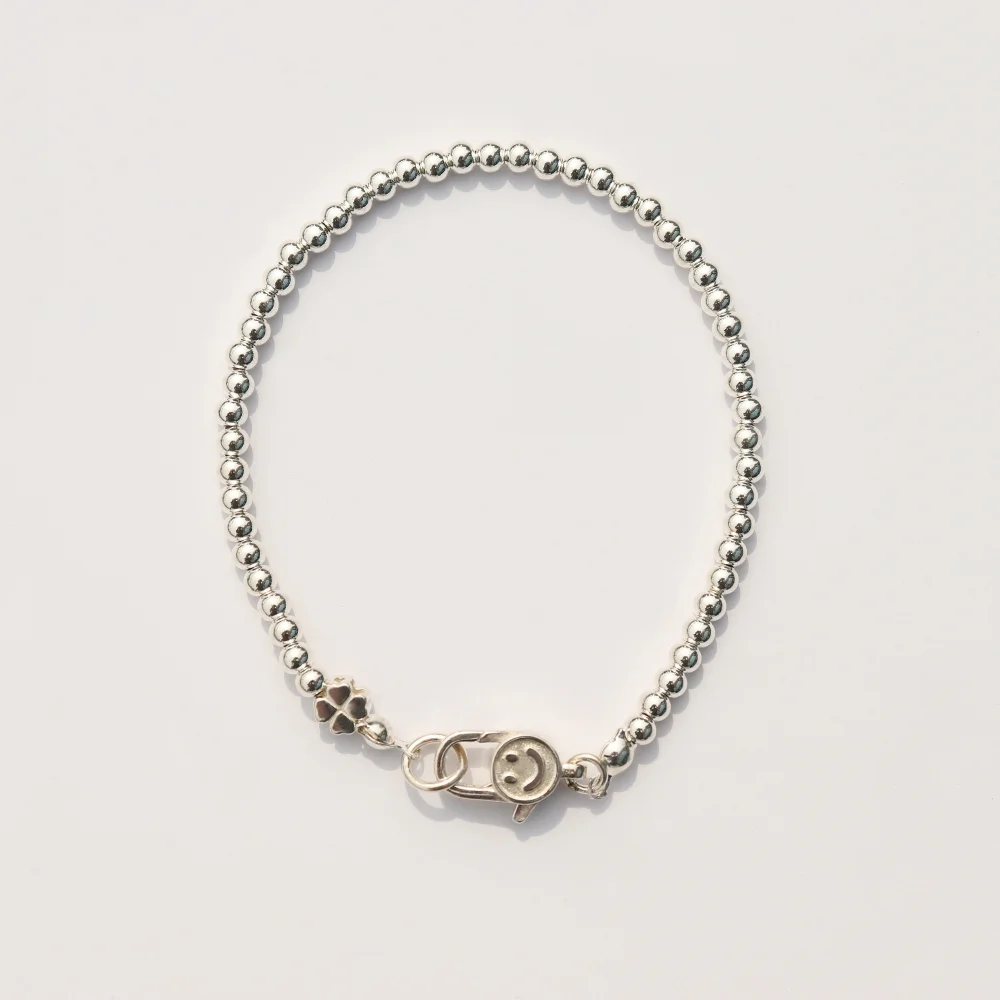 3mm silverball clover smile lock Bracelet 925銀色 純銀 三葉草 吊飾 笑臉 鎖頭 3mm 圓珠手鏈