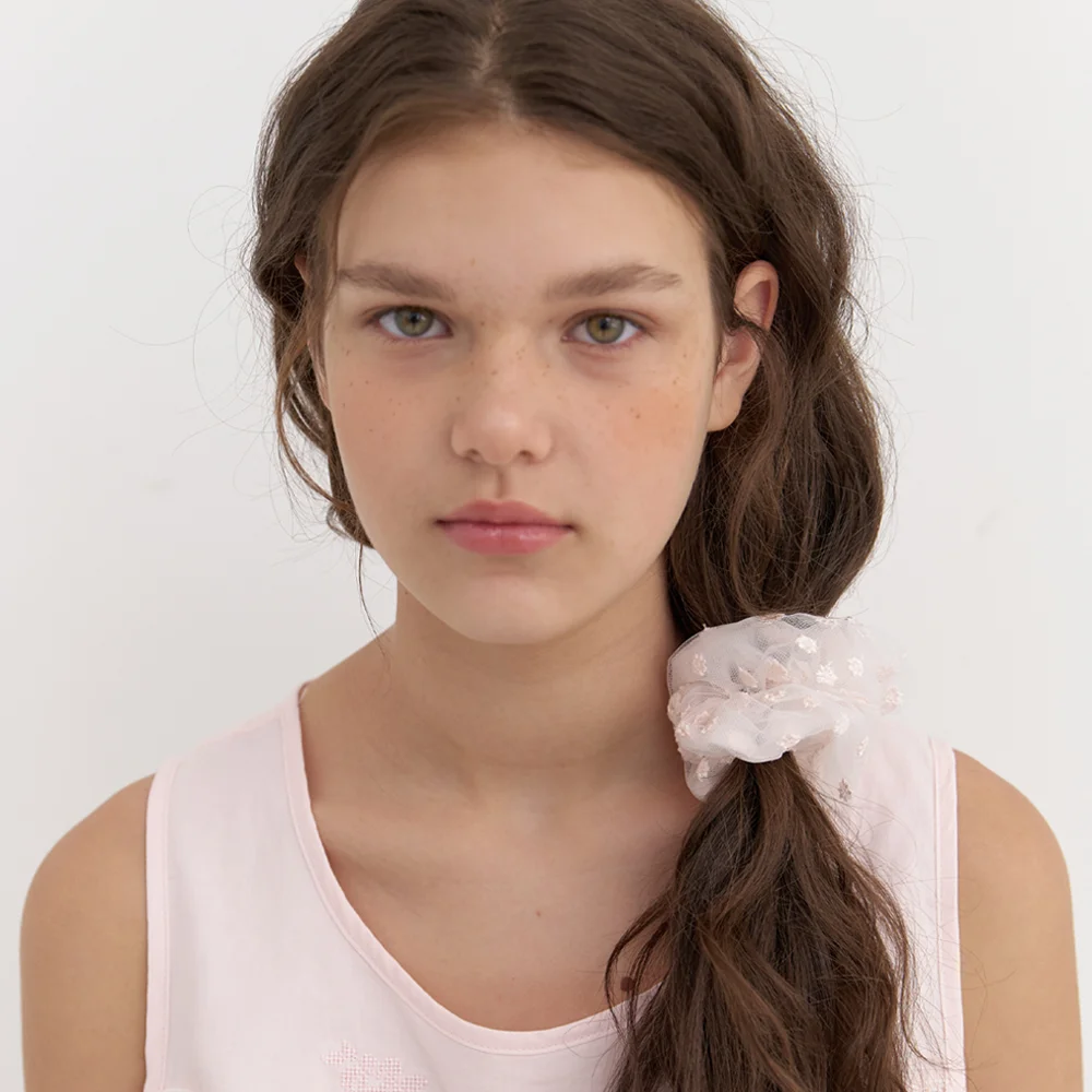 sheer blossom scrunchie - blush pink