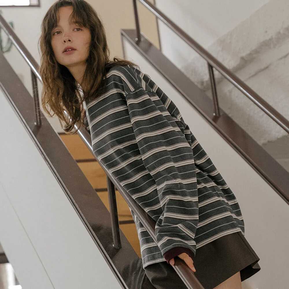 Signature stripe t-shirt _Charcoal
