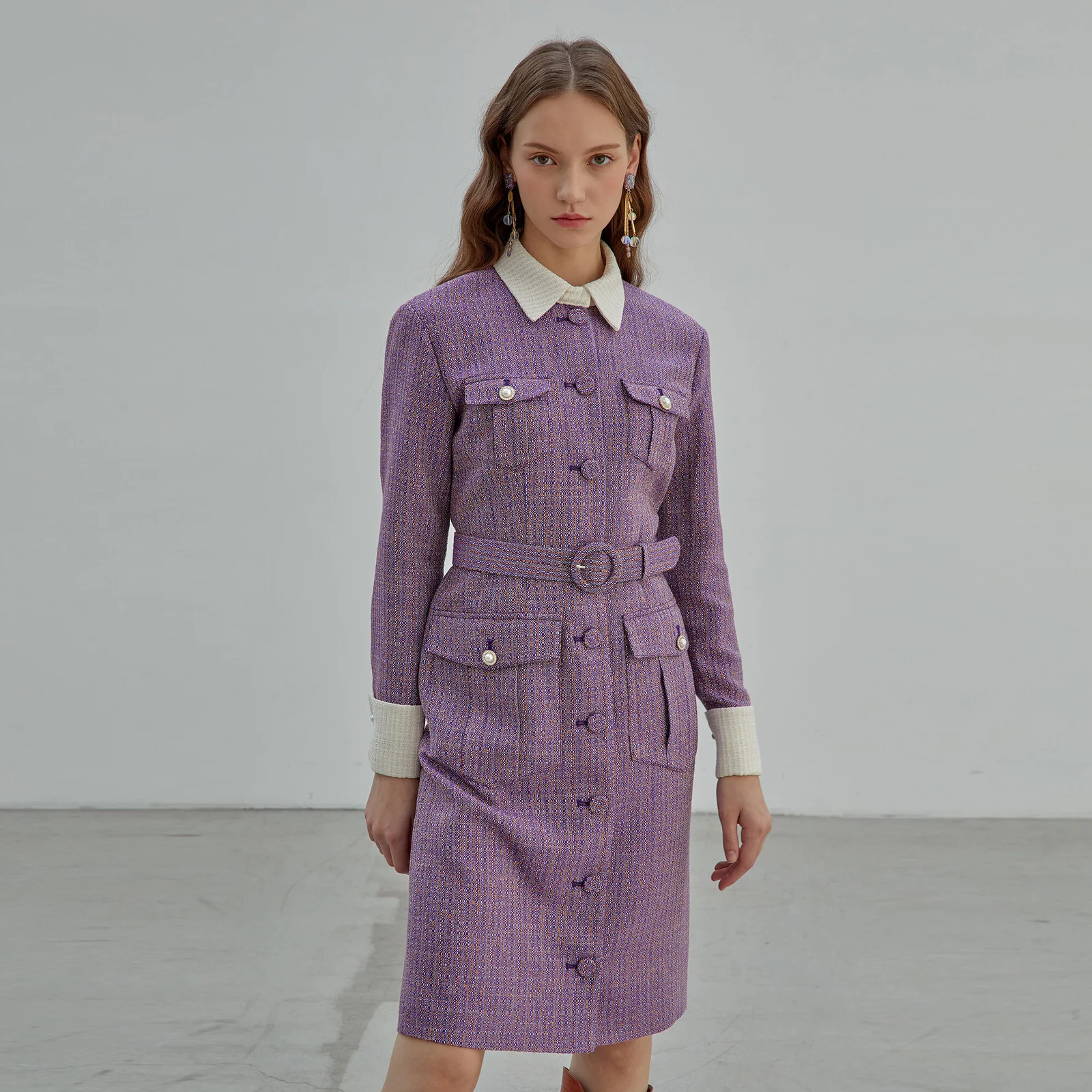 21FW CALLA35 Middleton Tweed Ops Purple ( 連衣裙 )