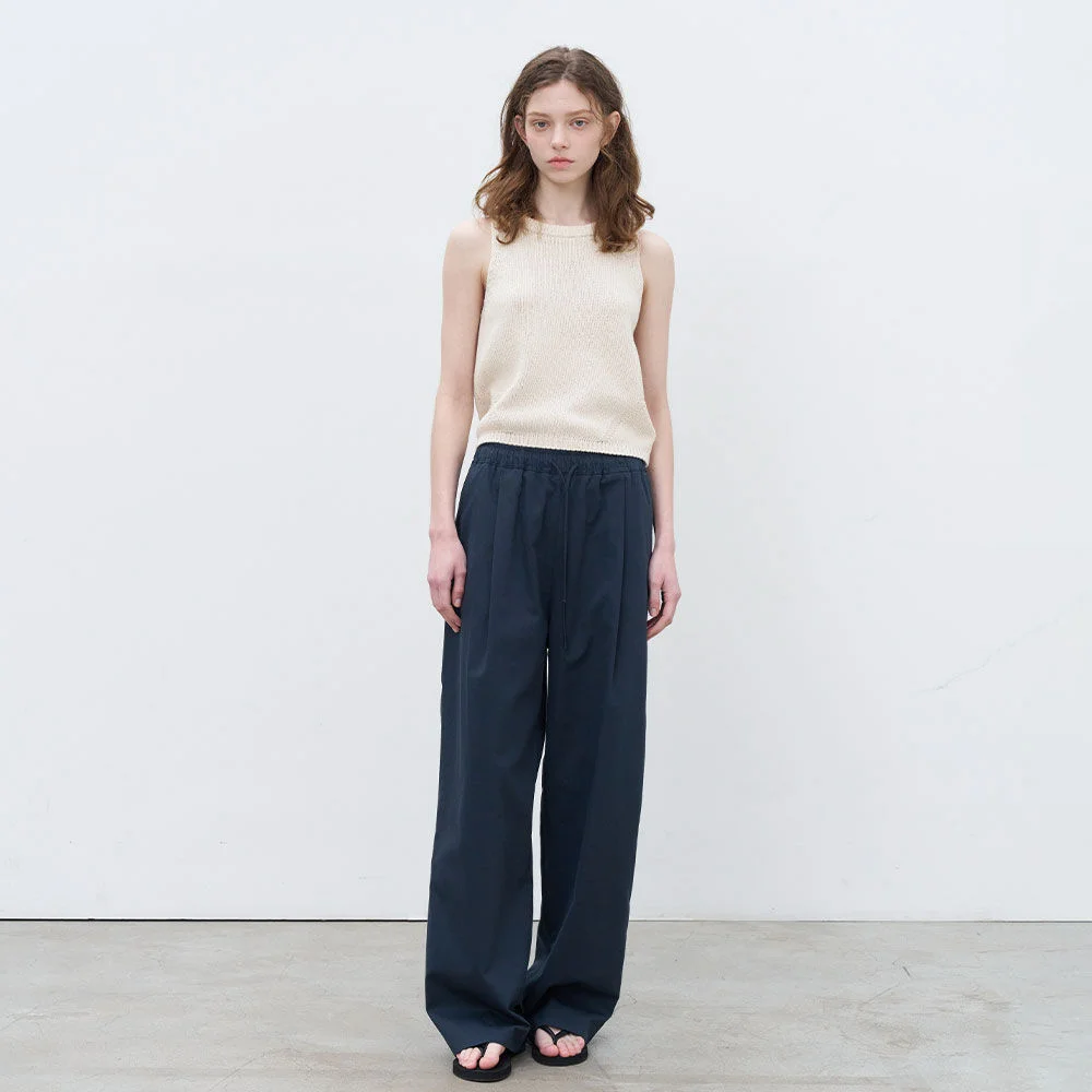 Comfort string cotton pants _Navy