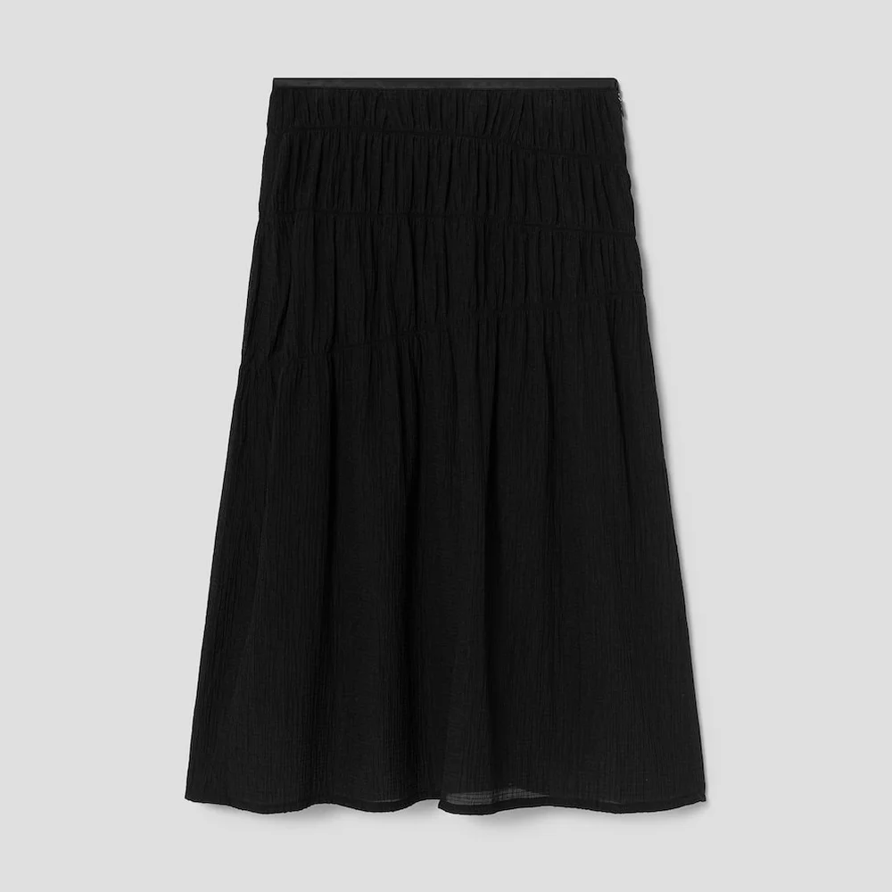Sheer Gather Long Skirt Black (AG6427B015)
