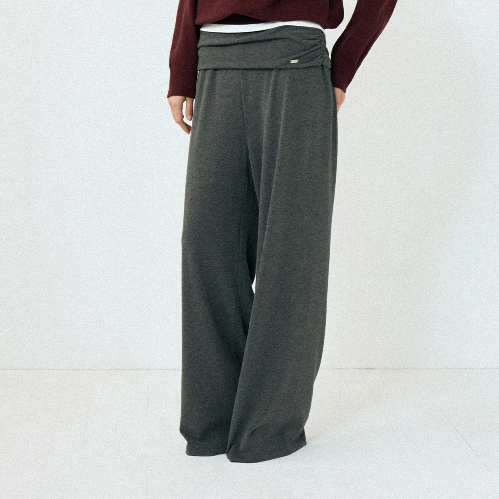 SHIRRING FOLDING PANTS (CHARCOAL)