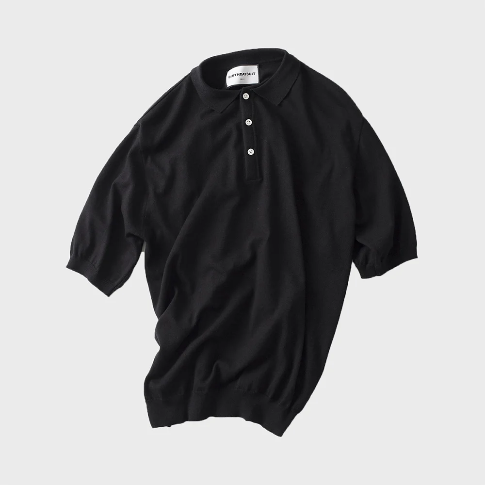 BIRTHDAYSUIT : Soft Modal Polo Neck Knit (Black)