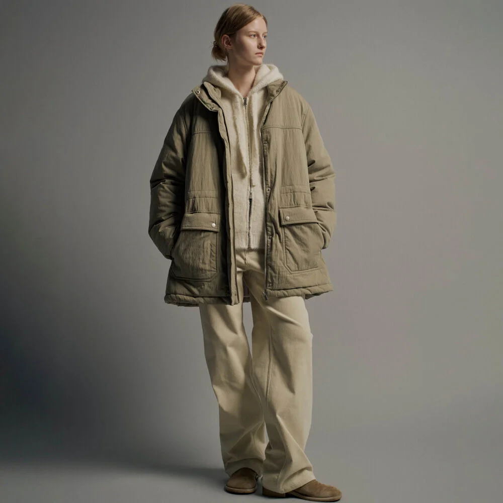 復古 鋪棉 夾克_khaki beige