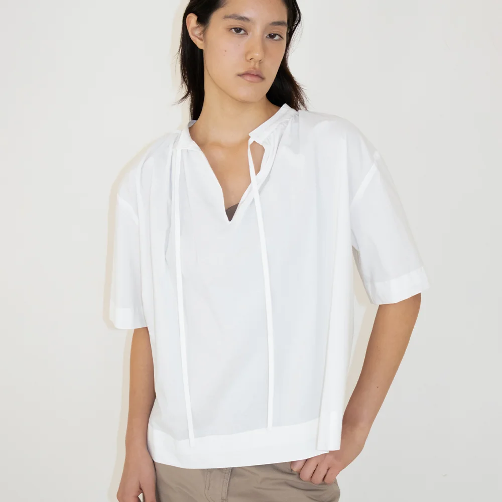 Cotton Back-Tie Blouse (White)