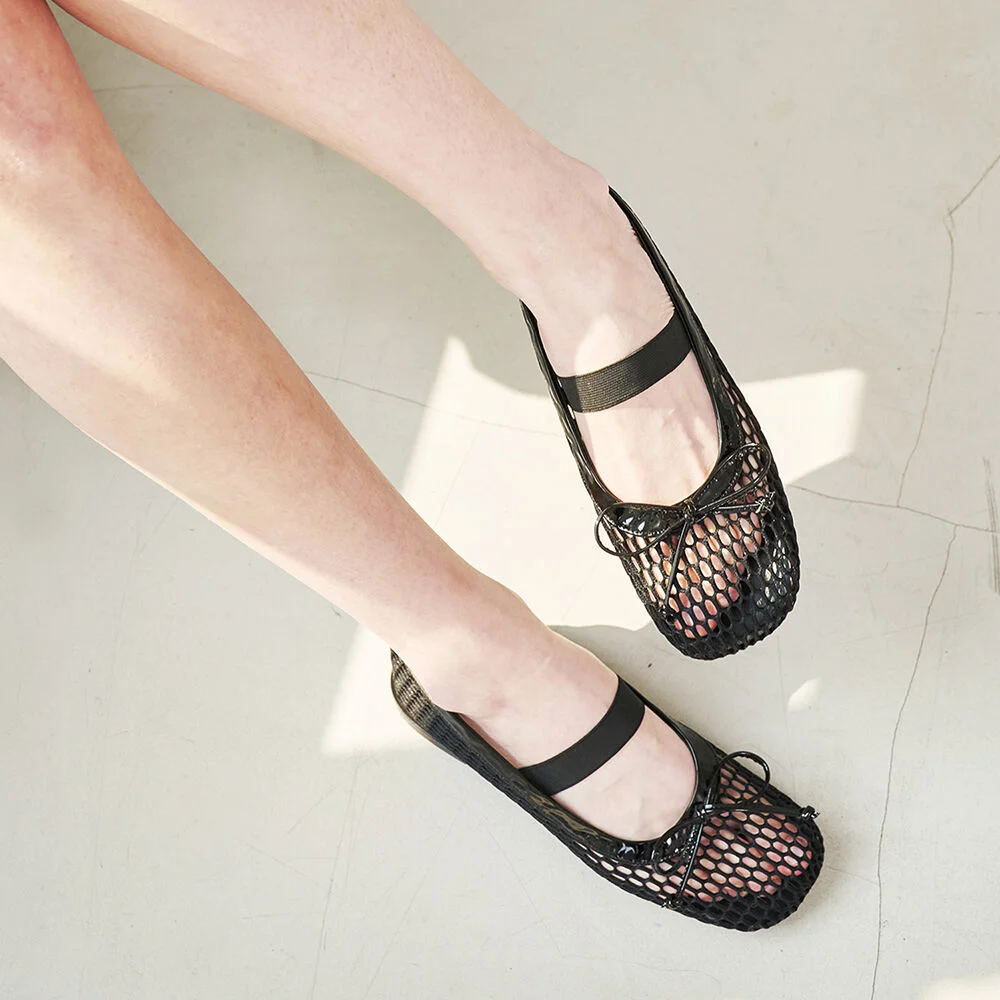 Lumi Ballet Flats Mesh Black