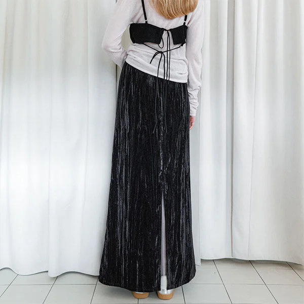 VELVET CREASE MAXI SKIRT (SK-5071)