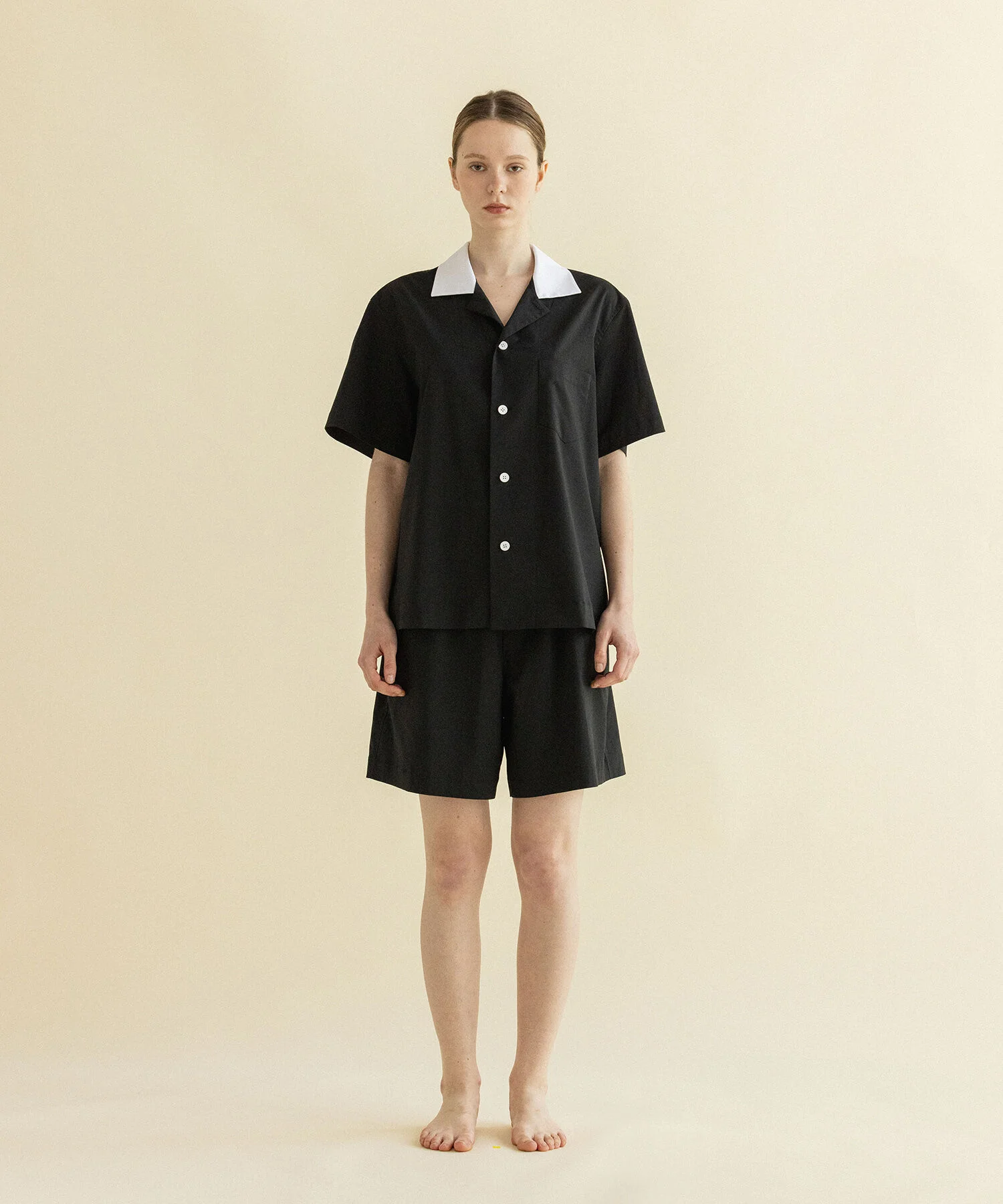 純黑 棉 睡衣 套裝