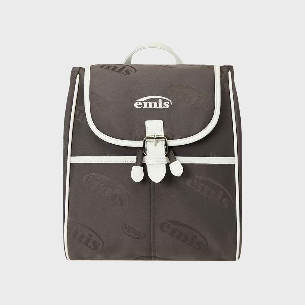 LOGO JACQUARD BACKPACK-BROWN