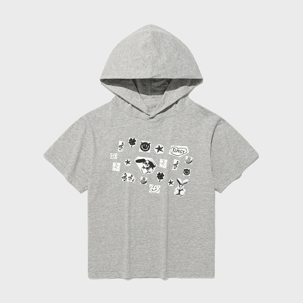 STICKER HOODED CROP TEE_GREY(IK2FMFT526A)