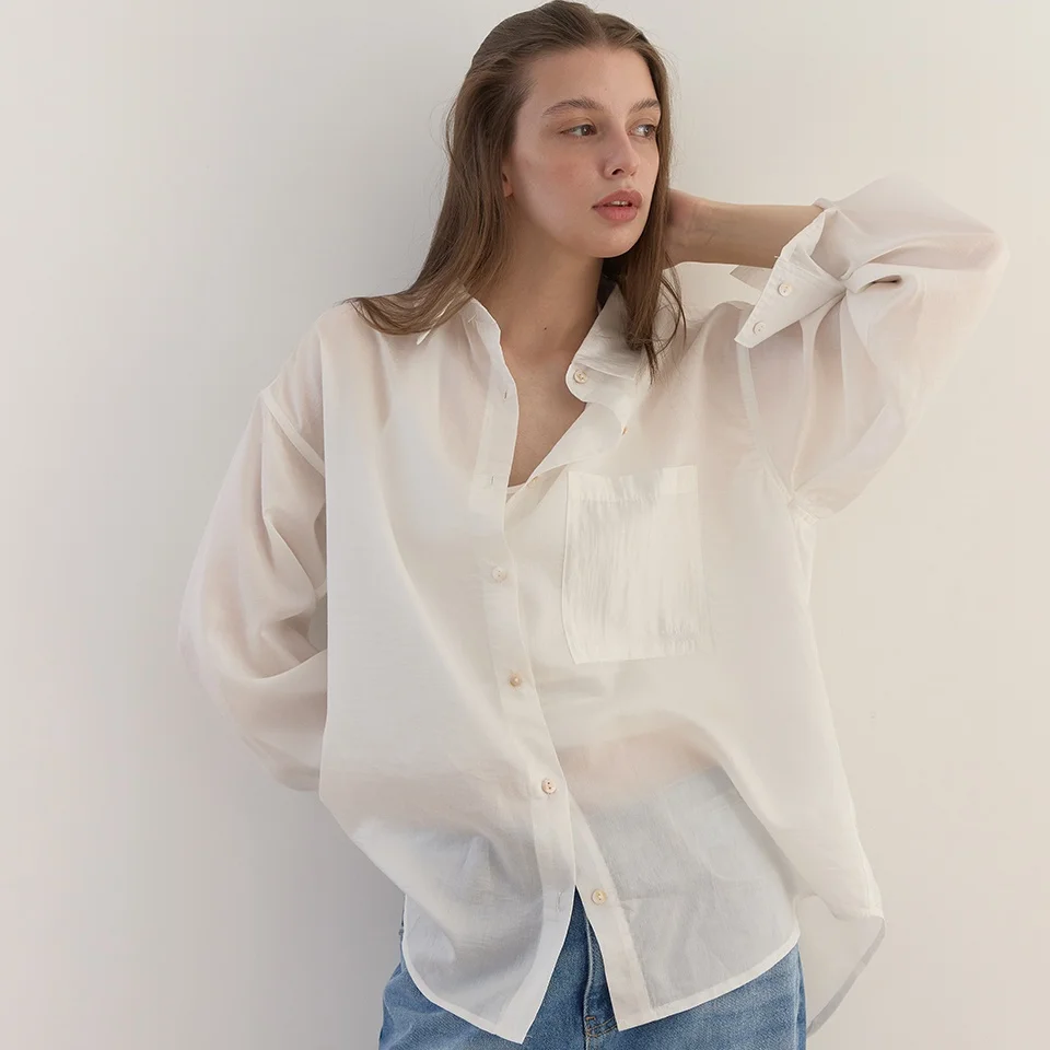 SHEER TENCEL SHIRT (WHITE)