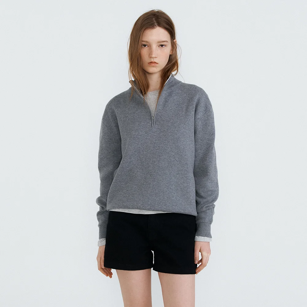 Aaron Half Zip-up Knit (Gray)
