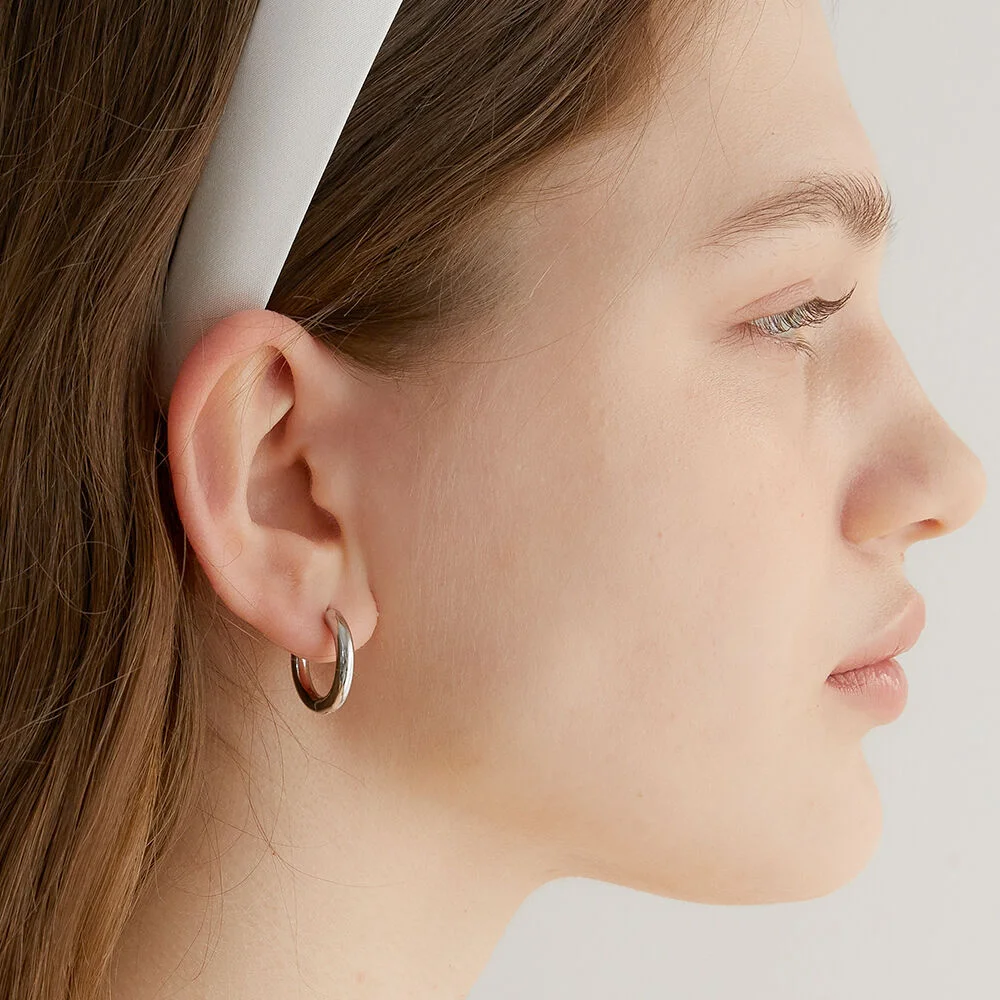 one touch bold ring earrings (E010_silver large)