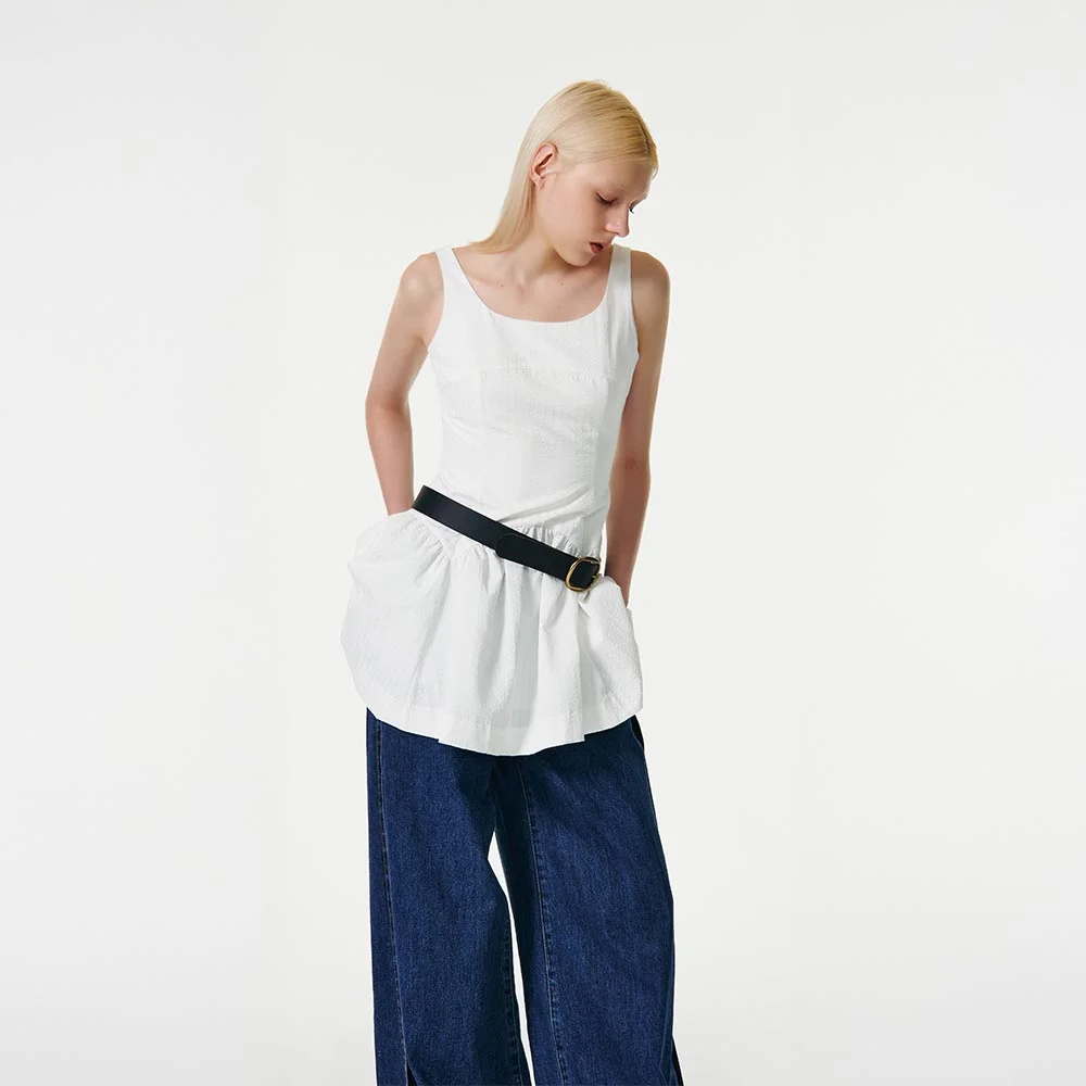 RIBBON STRAP SLEEVELESS DRESS