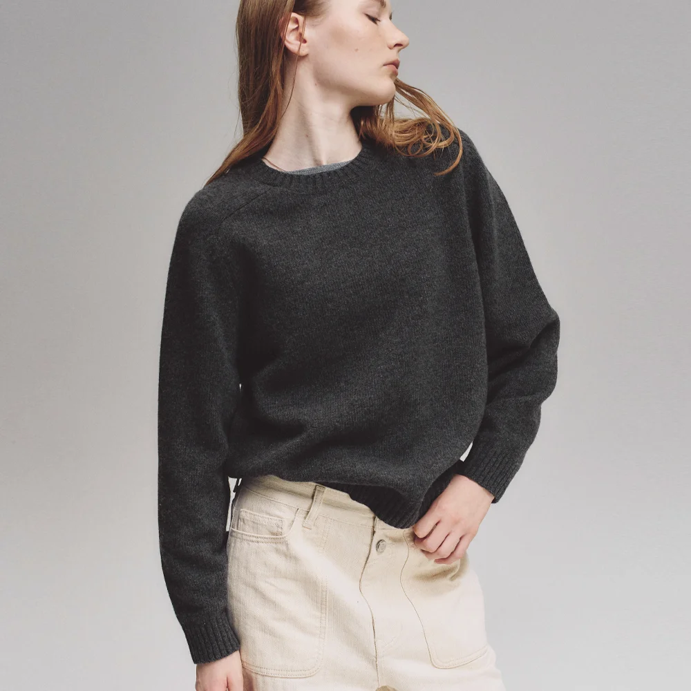 Classic cash round knit (charcoal)