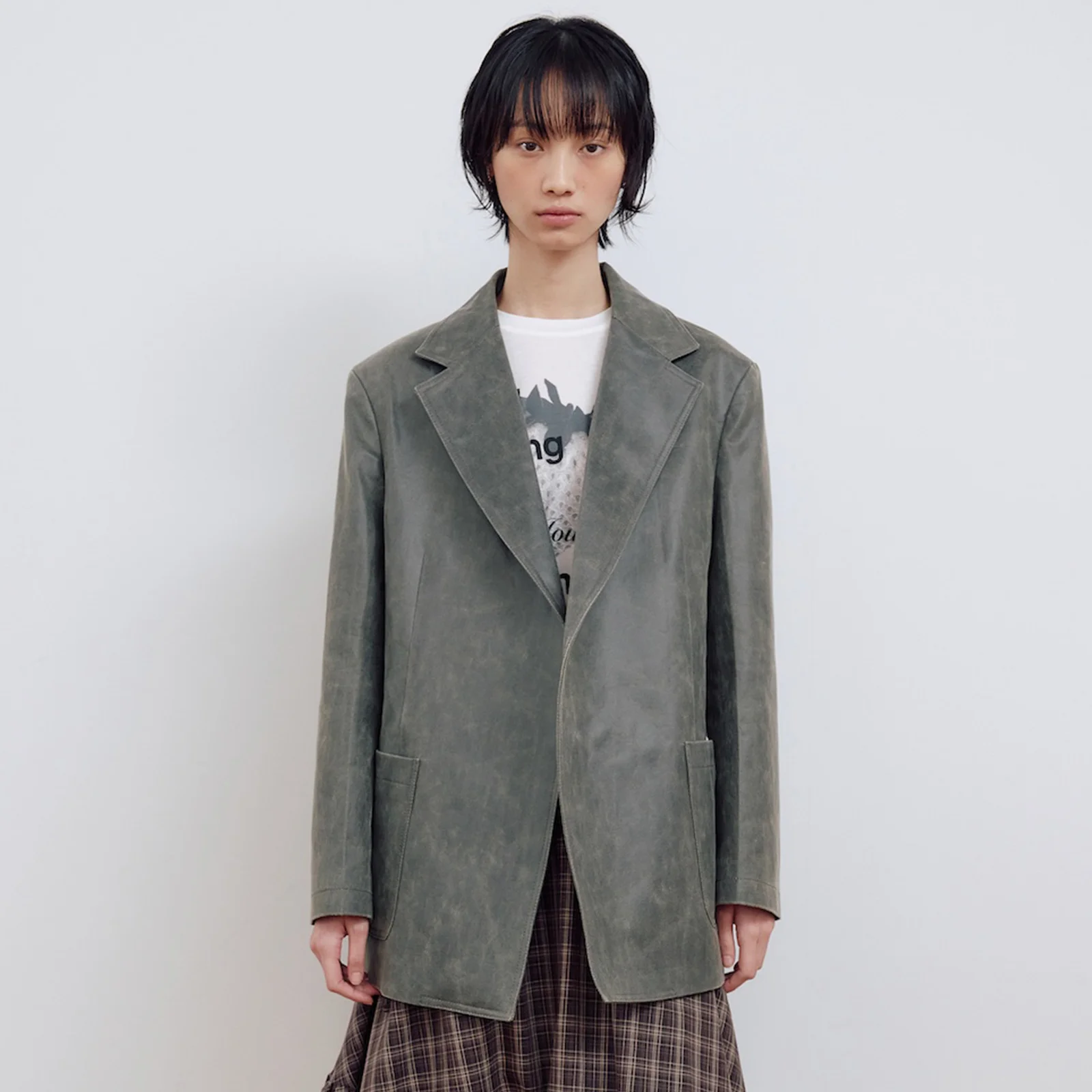 SINGLE OUT POCKET SUEDE JACKET_CHARCOAL